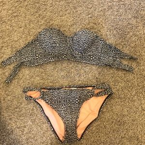 Cheetah print bustier top bikini